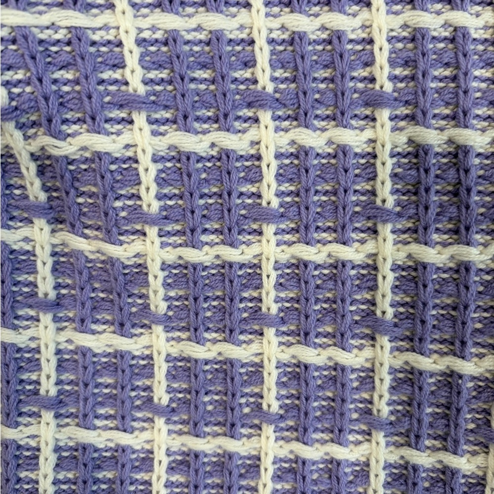 Ann Taylor Lavender Tweed Knit Cardigan Women’s Medium Cropped Button Jacket - Picture 10 of 10